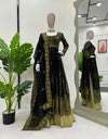 Elegant Noir: The Ultimate Black and Gold Embroidered Ensemble - 13460