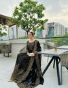 Elegant Noir: The Ultimate Black and Gold Embroidered Ensemble - 13460