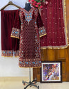 Evas Pakistani Ready to wear Velvet Suit -0110