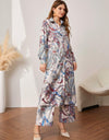 Women's Ethnic Co Ord Set || Paisley Printed Co-Ord Set for Women || Long Straight Shirt Kurta with Pant Set for Women