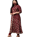 Evas Women's Plus Size Plus Size Rayon Floral Printed Anarkali Kurta