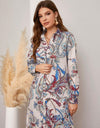 Women's Ethnic Co Ord Set || Paisley Printed Co-Ord Set for Women || Long Straight Shirt Kurta with Pant Set for Women