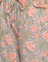 Women's Pure Cotton Floral Print Night Suit Top and Pyjama Set (Grey)