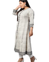 Women's Plus Size Plus Size Cotton Slub Geometric Printed Anarkali Kurta