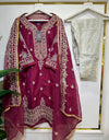Cherry Organza Formal Pakistani Suit