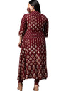 Evas Women's Plus Size Plus Size Rayon Floral Printed Anarkali Kurta