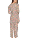 Women's Pure Cotton Floral Print Night Suit Top and Pyjama Set (Grey)