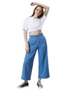 High Rise Elasticated Waistband Wide Leg Jeans